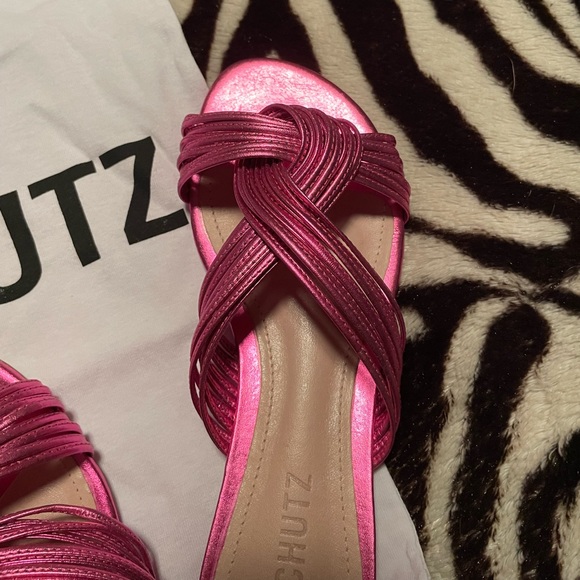 Schutz Khayla Metallic Pink Sandals - Picture 12 of 16